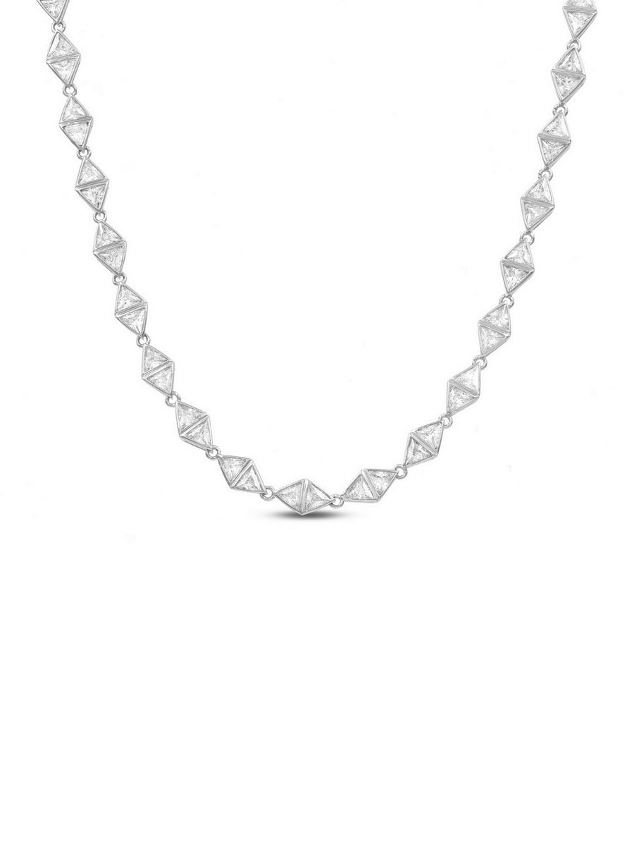 925 Silver Triangle CZ Bezel Setting Necklace