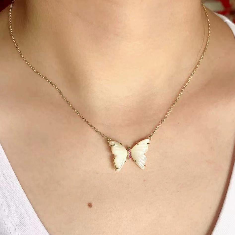 925 Silver Butterfly MOP Necklaces