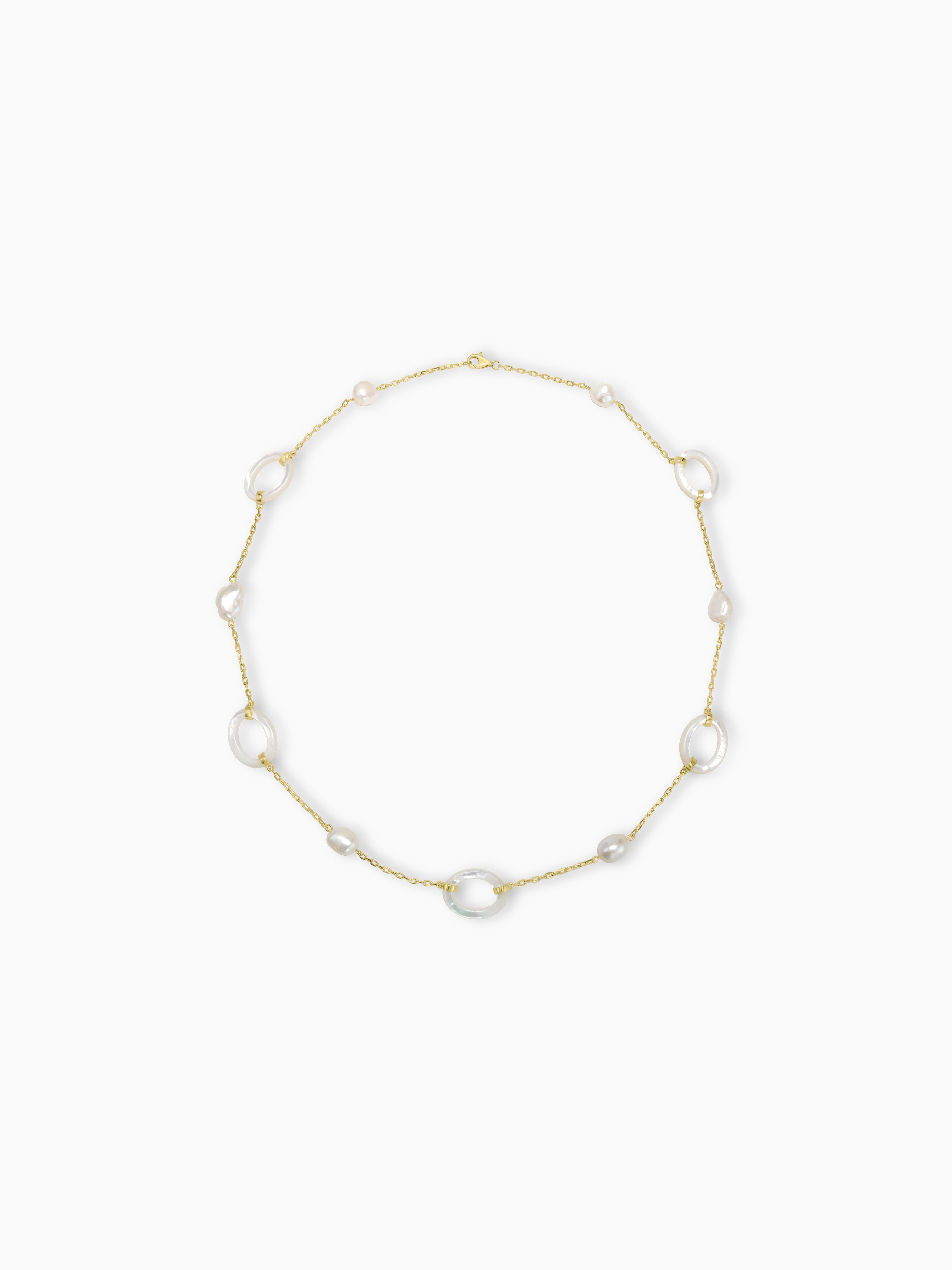 Oval Mother of Pearl With Fresh Water Pearl Necklace