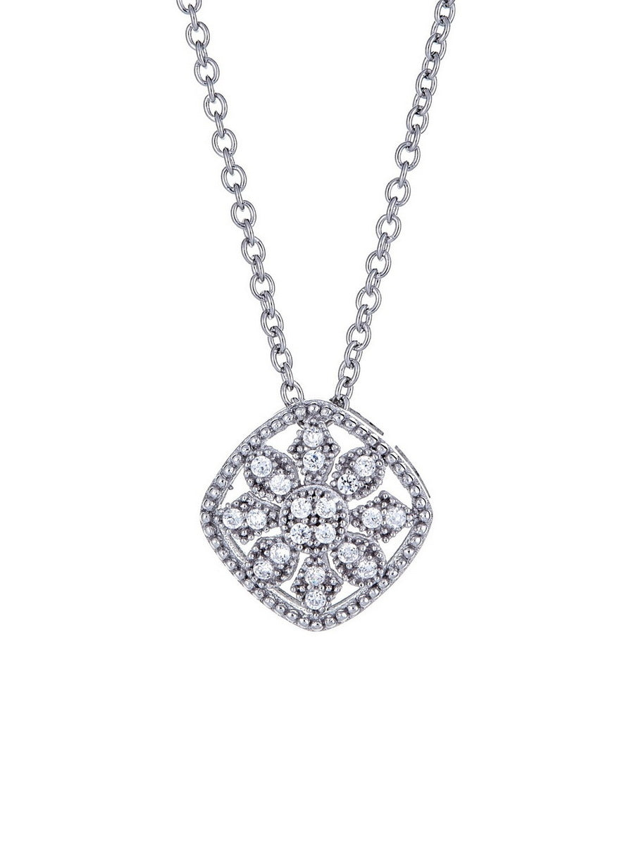 925 Silver CZ Pave Snowflake Pendant