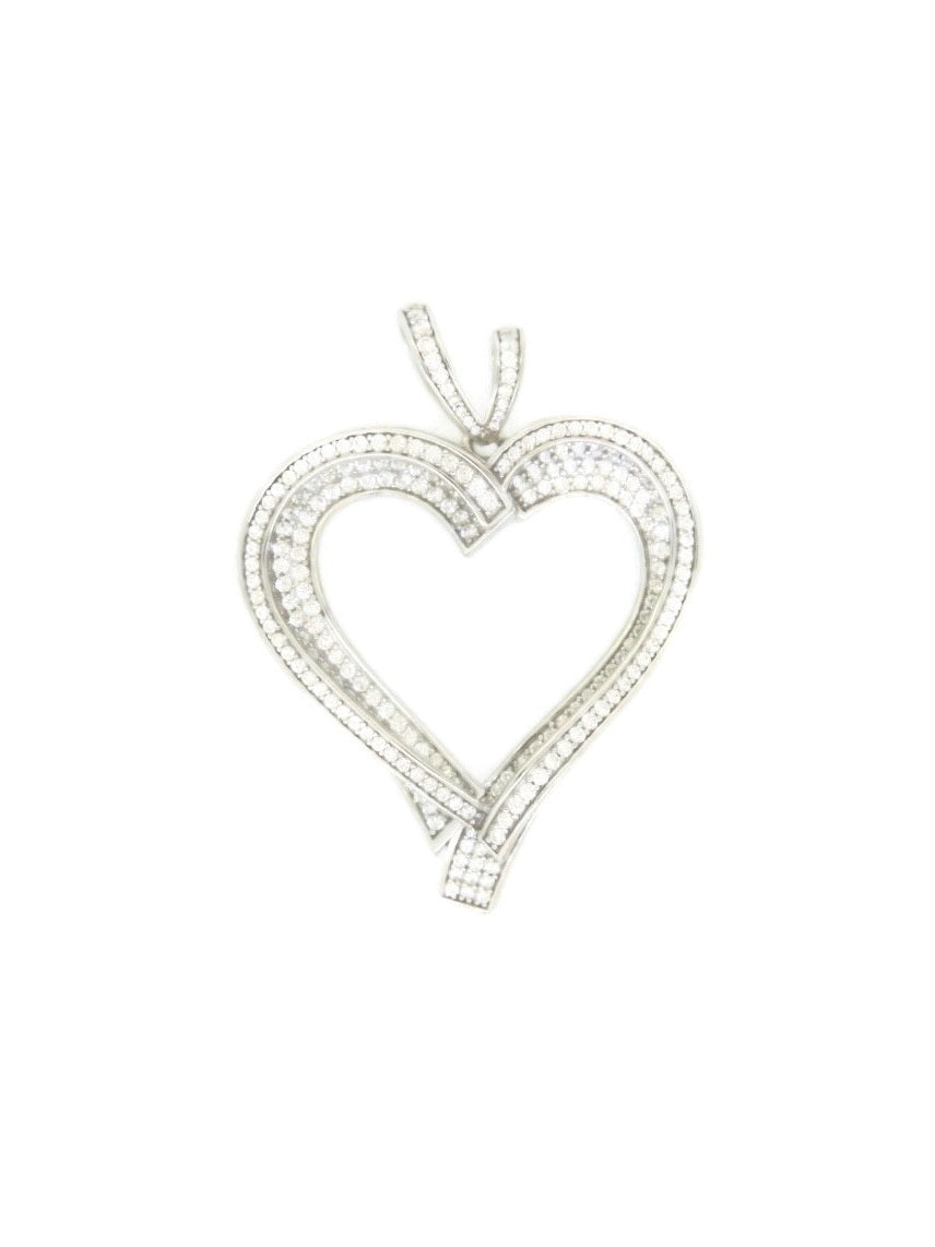 925 Silver White CZ Heart Shape Pendant