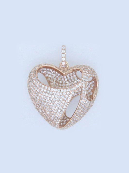 925 Sterling Silver CZ Pave Heart Pendant