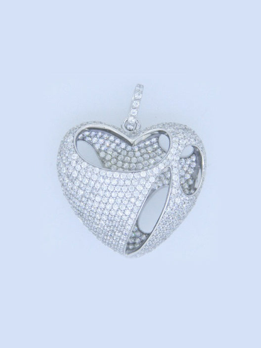 925 Sterling Silver CZ Pave Heart Pendant