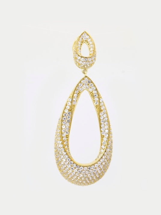 925 Sterling Silver CZ Pave Tear Drop Pendant