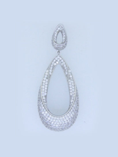 925 Sterling Silver CZ Pave Tear Drop Pendant