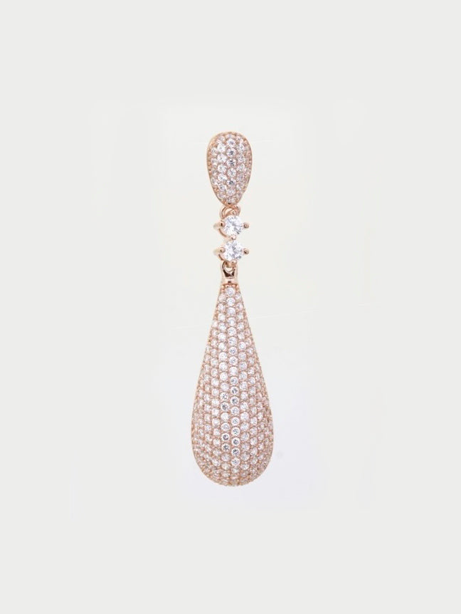 925 Sterling Silver CZ Pave Tear Drop Pendant