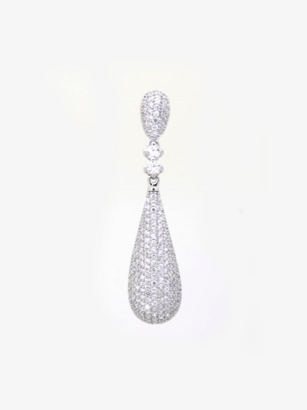 925 Sterling Silver CZ Pave Tear Drop Pendant