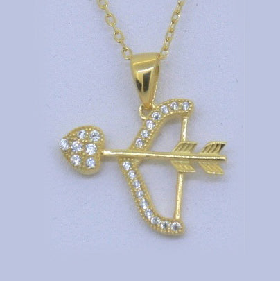 925 Silver CZ Bow and Arrow Necklace