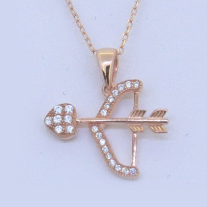 925 Silver CZ Bow and Arrow Necklace