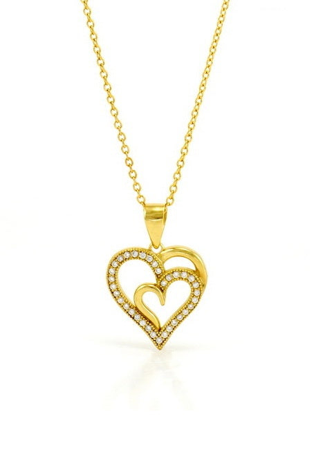 925 Sterling Silver CZ Pave Heart Necklace