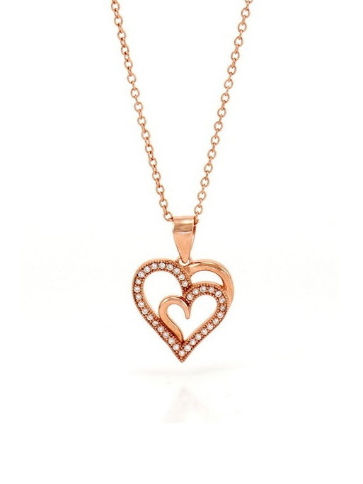 925 Sterling Silver CZ Pave Heart Necklace