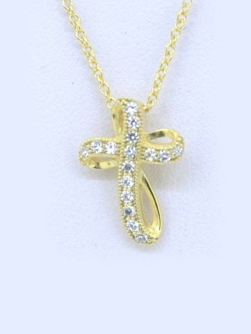 925 Sterling Silver CZ Cross Necklace