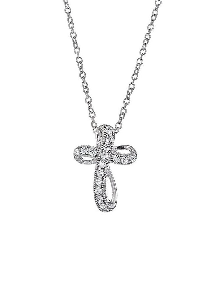 925 Sterling Silver CZ Cross Necklace