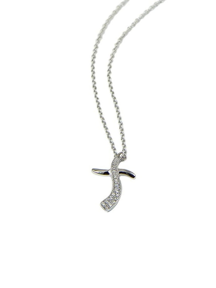 925 Sterling Silver CZ Cross Necklace