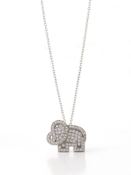 925 Sterling Silver CZ Elephant Necklace