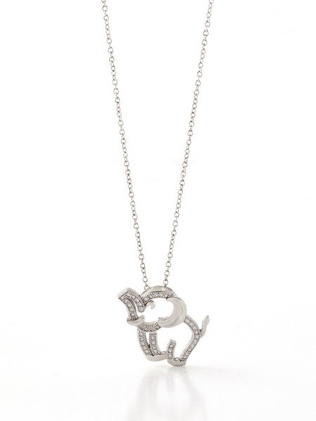 925 Sterling Silver CZ Elephant Necklace