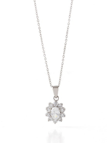 925 Sterling Silver CZ Pendant Necklace