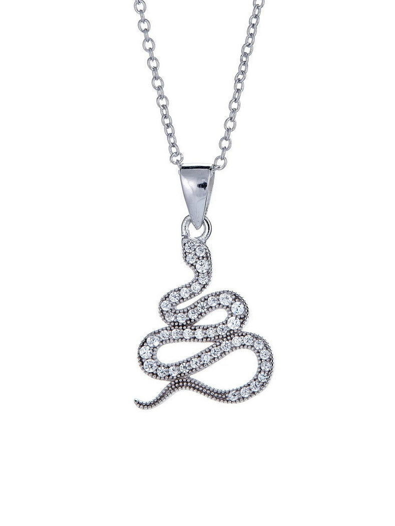 925 Silver CZ Pave Snake Pendant