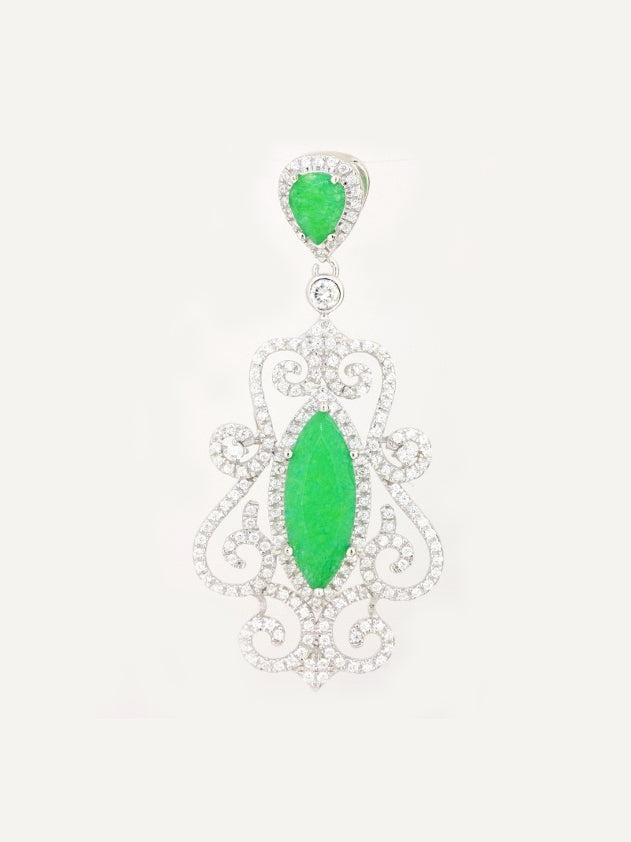 925 Silver CZ & Jade Pendant