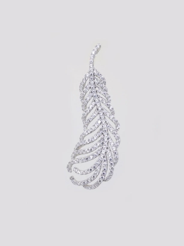 925 Sterling Silver feather Pendant