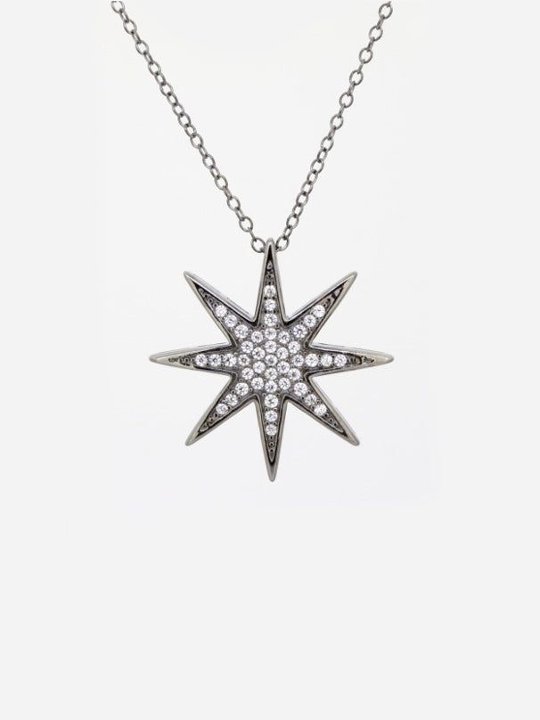 925 Sterling Silver CZ Star Necklace