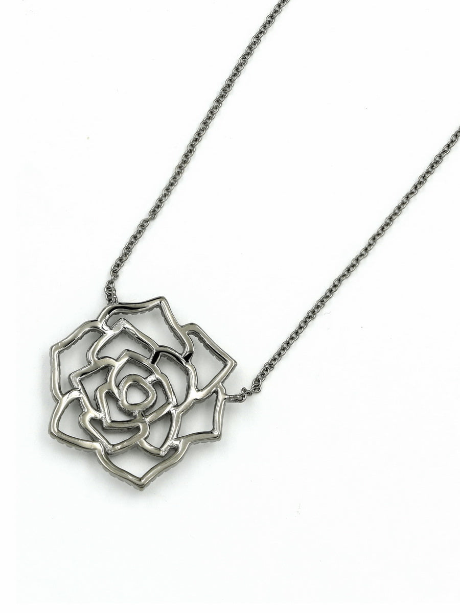 925 Sterling Silver CZ Flower Necklace