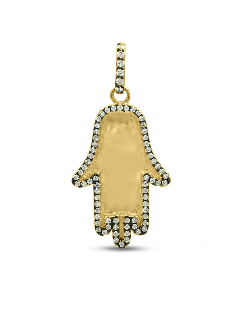 925 Sterling Silver CZ Hamsa Pendant