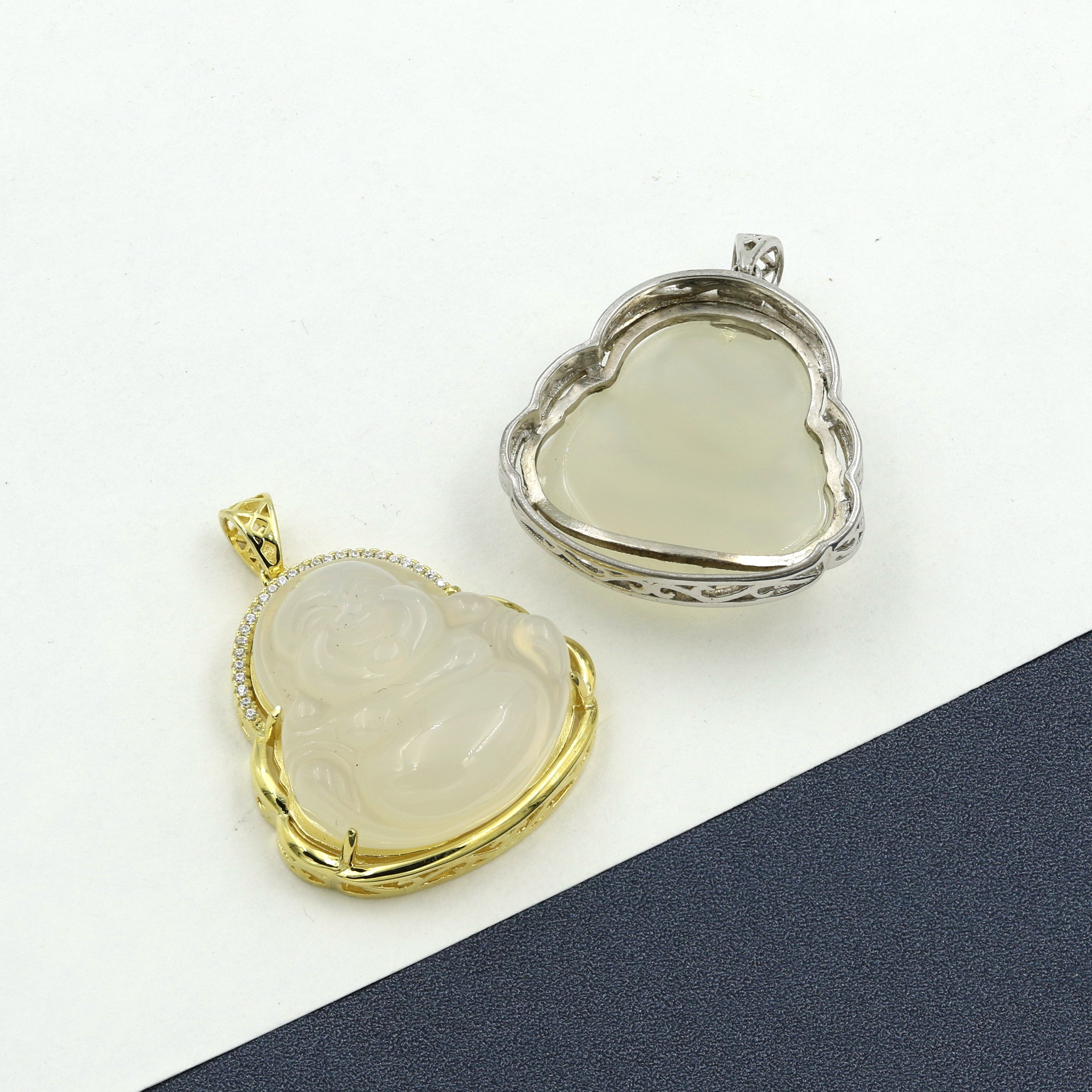 925 Sterling Silver Crystal Buddha CZ Pendant