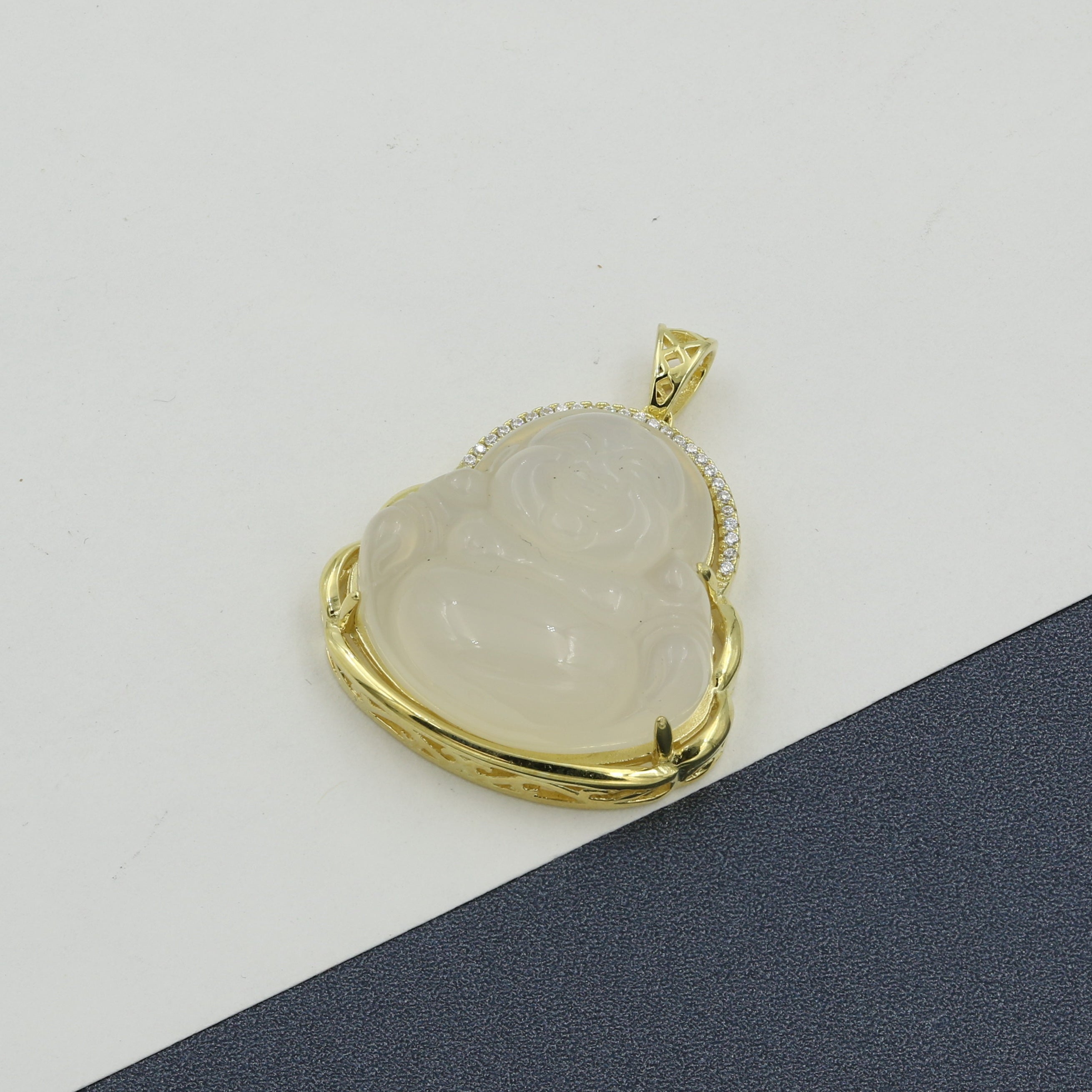 925 Sterling Silver Crystal Buddha CZ Pendant