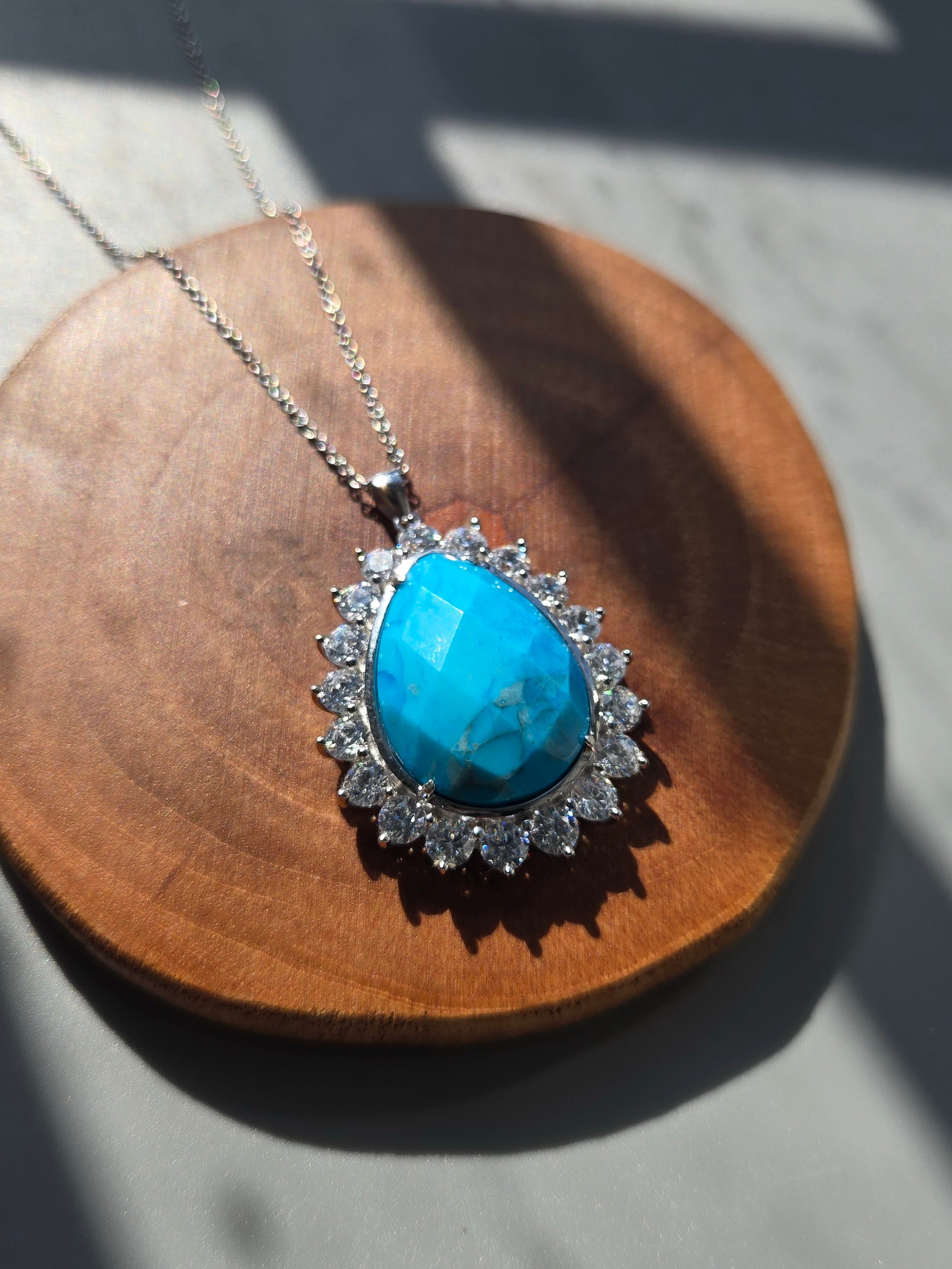 925 Silver Tear Drop Natural Stone Necklace