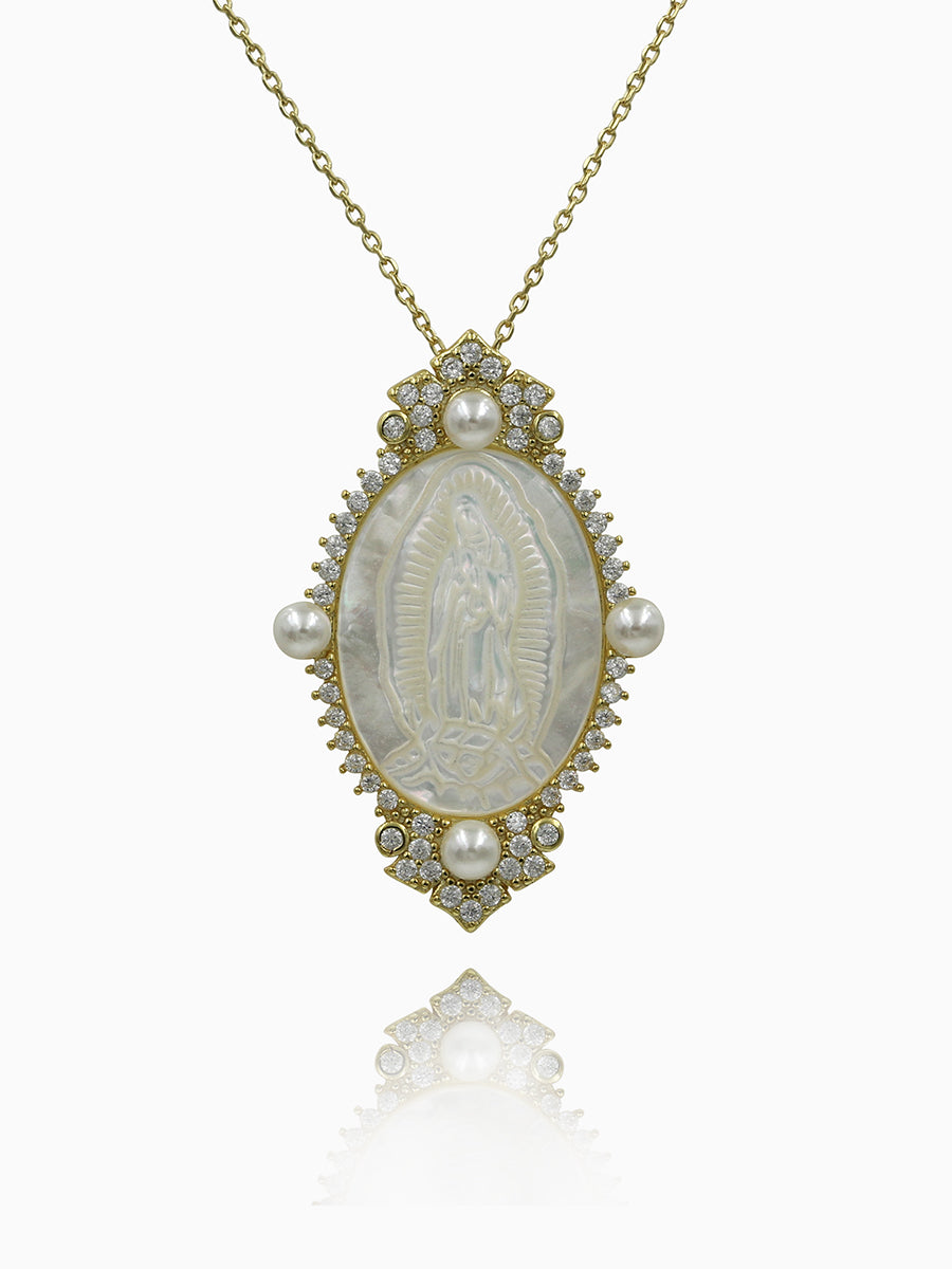 925 Silver MOP Virgin Mary Pendant