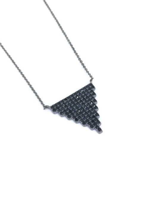 925 Sterling Silver CZ Triangle Necklace