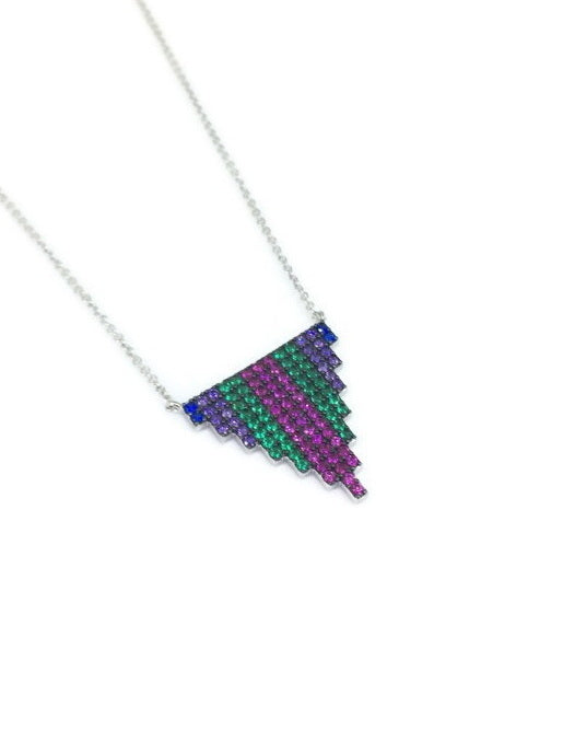 925 Sterling Silver CZ Triangle Necklace