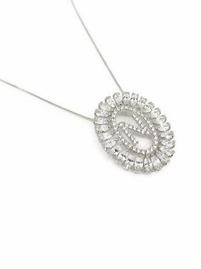 925 Silver CZ Pave lnitial Necklace