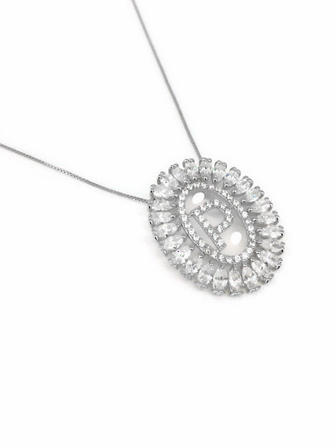 925 Silver CZ Pave lnitial Necklace