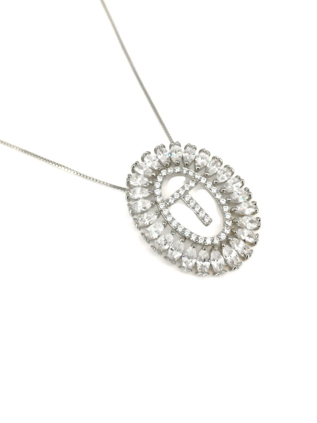 925 Silver CZ Pave lnitial Necklace