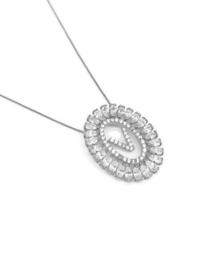 925 Silver CZ Pave lnitial Necklace