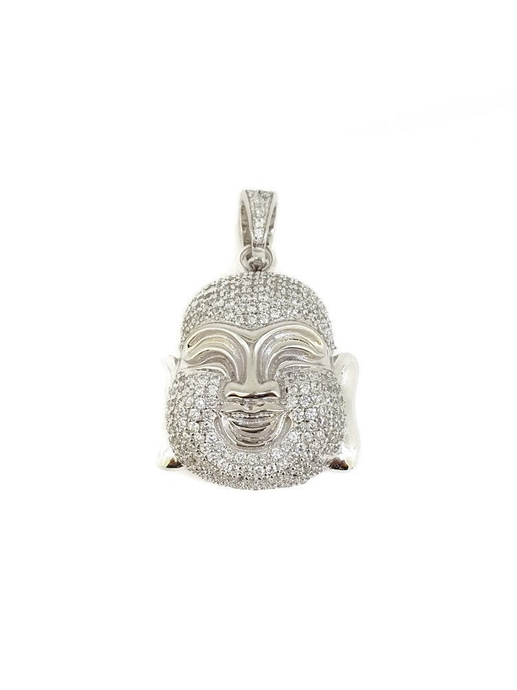 925 Sterling Silver Pave CZ Buddha Pendant