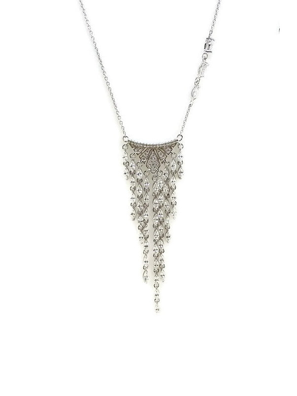 925 Sterling Silver CZ Tassel Necklace