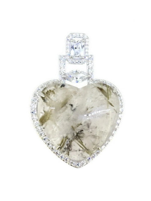 925 Silver Heart Shape Natural Stone Pendant