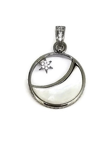 925 Silver MOP Star & Moon Pendant