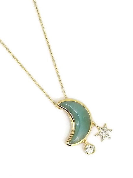 925 Sterling Silver Star & Moon Necklace