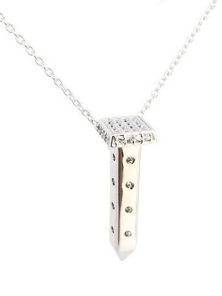 925 Sterling Silver Nail-Shaped CZ Pendant