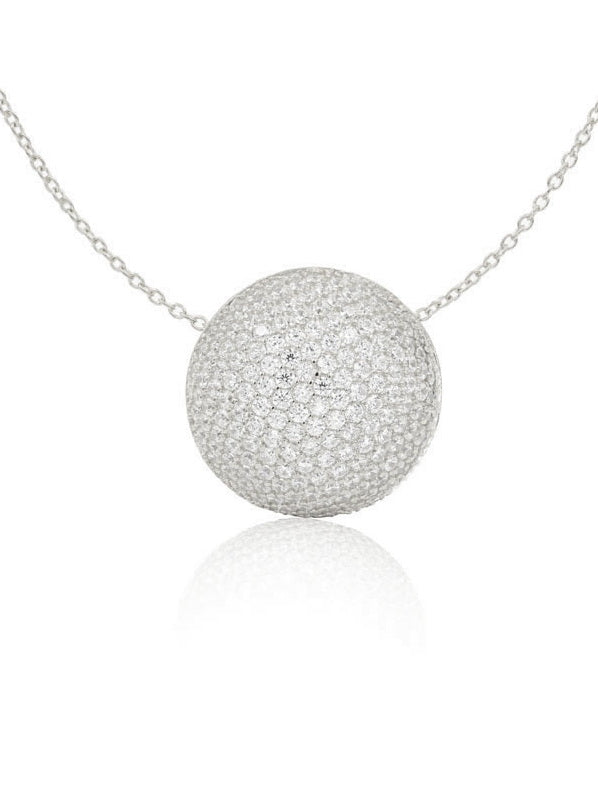 925 Sterling Silver Round Shape CZ Necklace