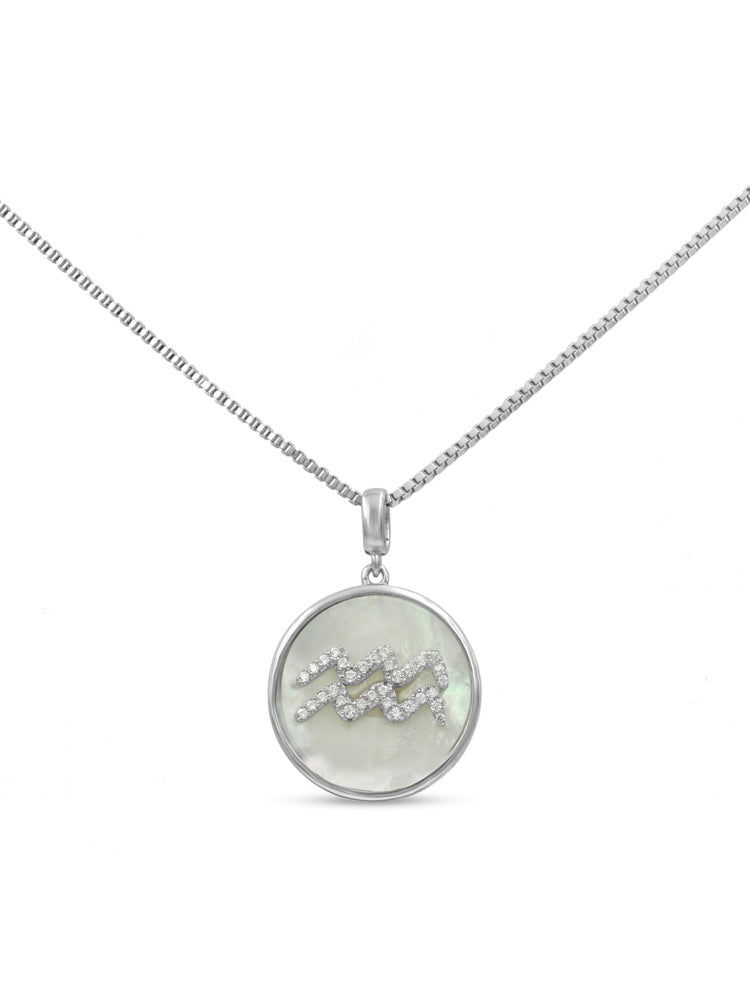 925 Silver Constellations Sign MOP Necklace