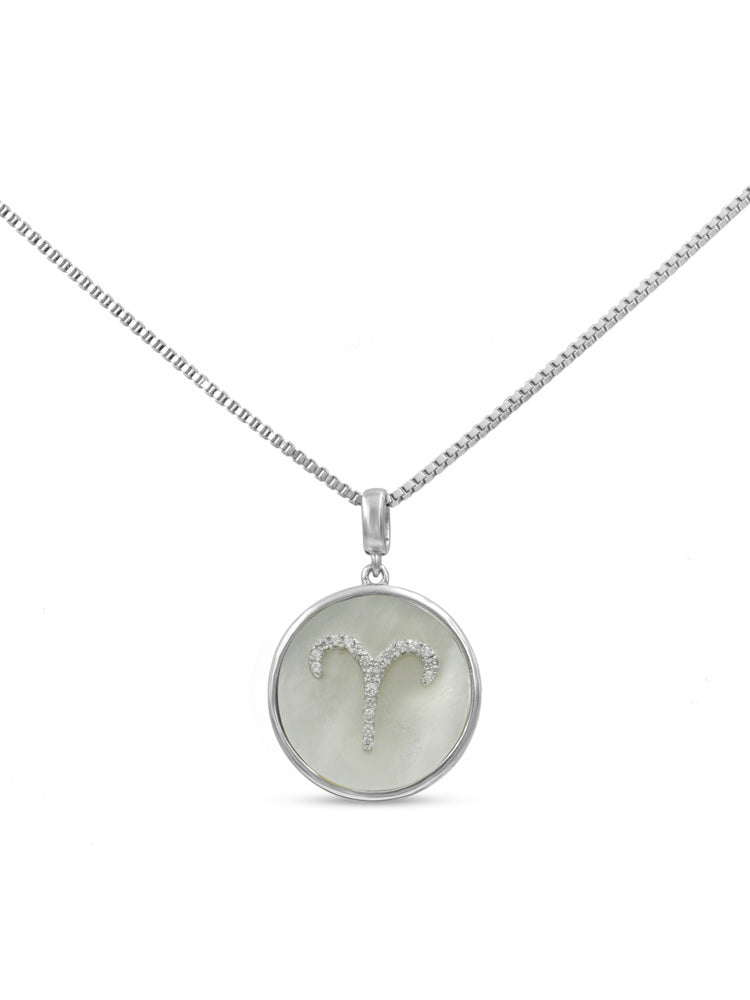 925 Silver Constellations Sign MOP Necklace