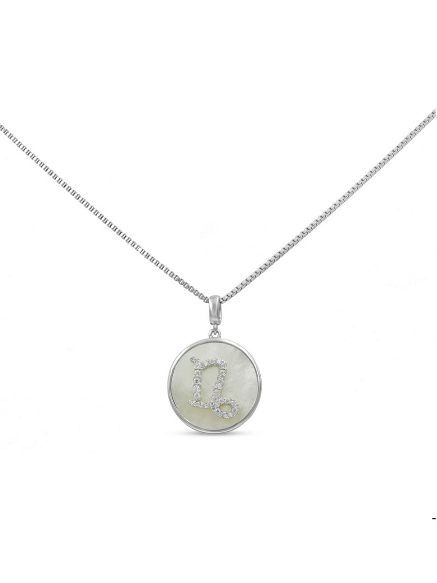 925 Silver Constellations Sign MOP Necklace