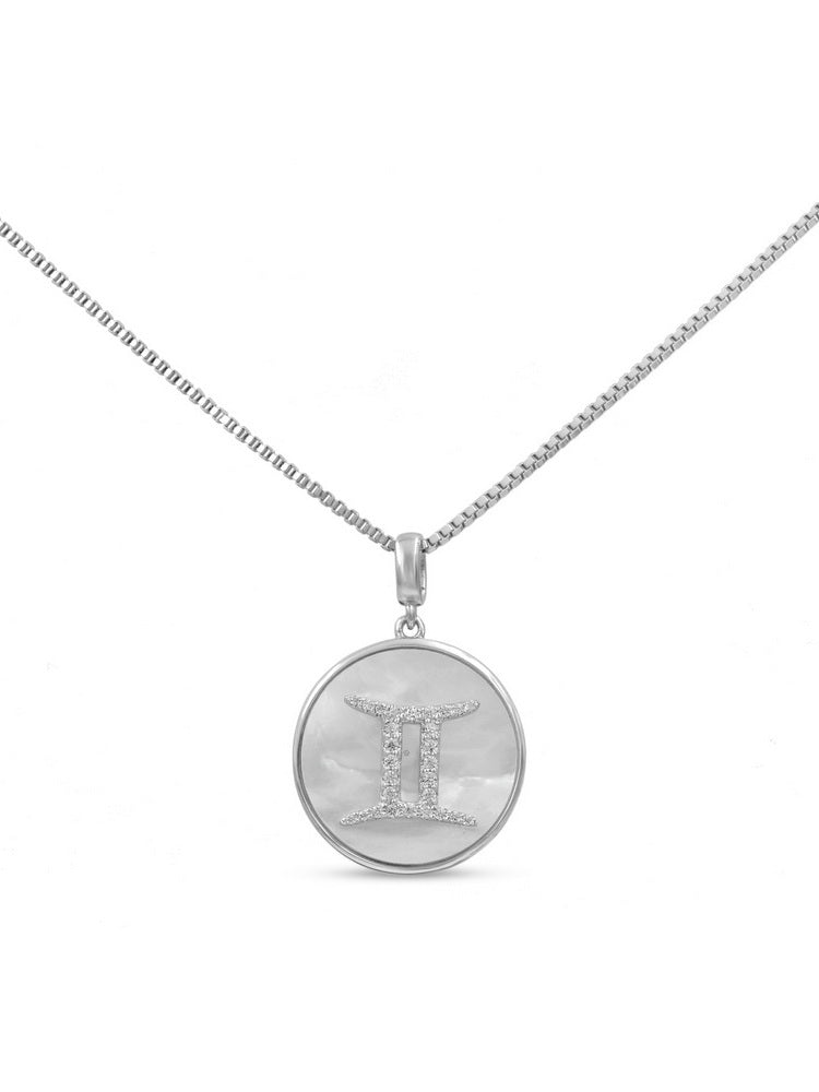 925 Silver Constellations Sign MOP Necklace