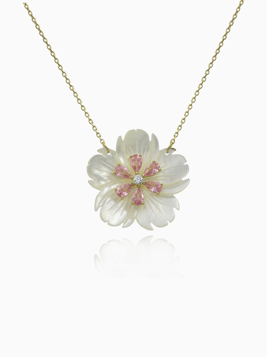 925 Silver Dainty MOP Flower Necklace