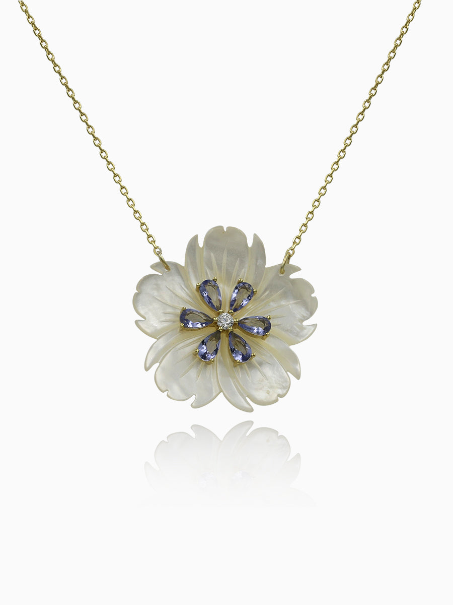 925 Silver Dainty MOP Flower Necklace